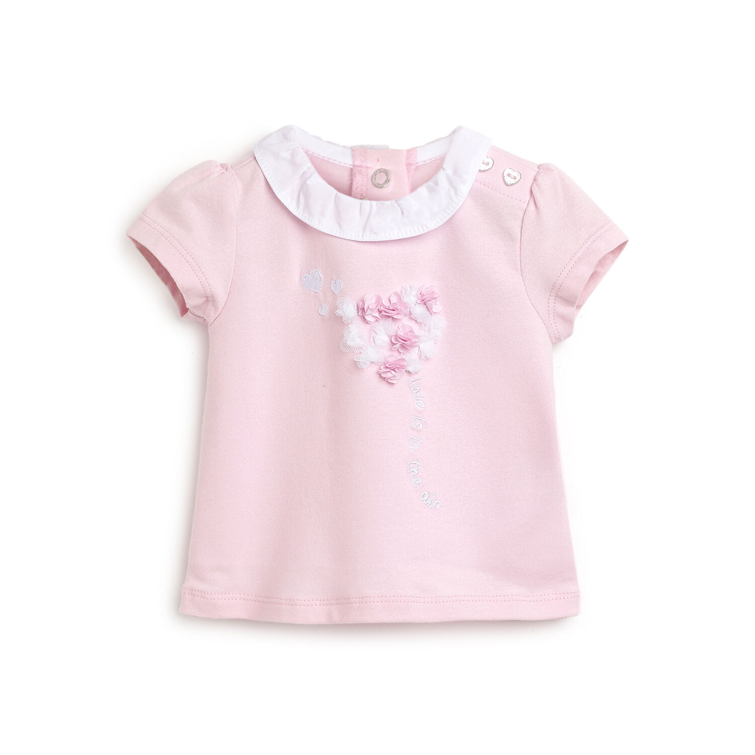 Buy Girls Light Pink Embellished Short Sleeve T-Shirt Online